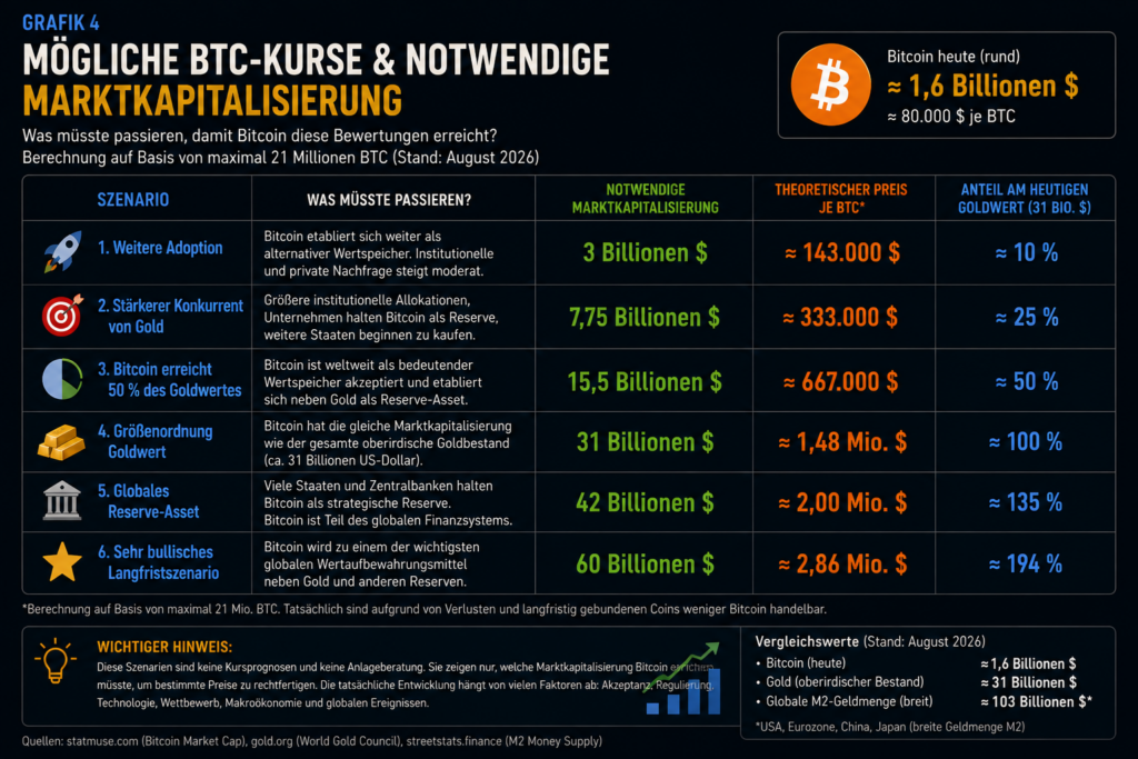BTC-Kurs und notwendige Marktkapitalisierung