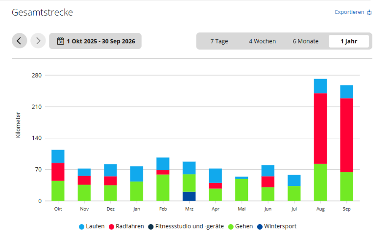 Mehr Cardio statt Krafttraining: Was meine Schulterverletzung mit meiner Ausdauer gemacht hat gesamtstrecke ein jahr